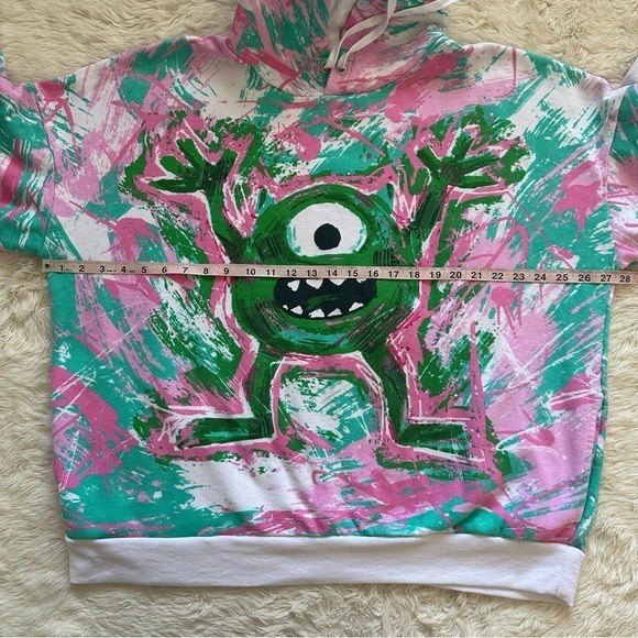 Disney Hoodie Monsters Inc Mike Wazowski Graffiti Long Sleeve Pullover Hooded XL - Picture 10 of 12